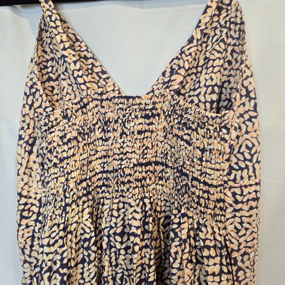 Passion Lilie Maxi Dress Blue/yellow/white Size Med 100% Cotton Pockets - Picture 5 of 11